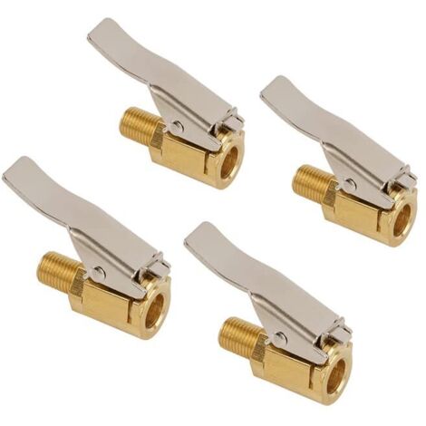 4-teiliger 8-mm-Autoreifen-Ventiladapter, Luftspannfutter-Inflator-Pumpenventil-Clip-Klemmanschluss-Adapter, Düse für pneumatischen Messingkompressor, für ø 8-Schlauch