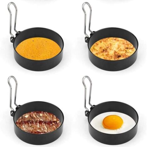4-teiliger Eierring aus Edelstahl, Spiegeleiform, runde pochierte Eierform, für Spiegeleier, Frühlingsrollen, Steaks, Pfannkuchen, Spiegelei-Pfannkuchenform