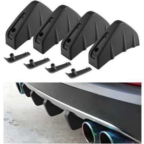4-teiliger Heckstoßstangen-Spoiler-Diffusor, Auto-Heckstoßstangen-Spoiler, Haifischflossen-Heckstoßstangen-Spoiler, universeller verschleißfester Chassis-Dekorations-Auto-Spoiler (Schwarz)