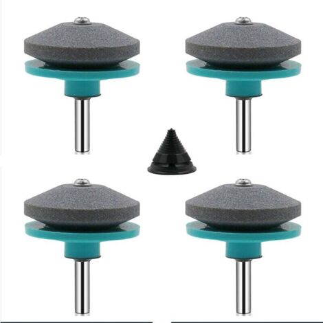 4-teiliger Rasenmäher-Klingenschärfer, universelles Rasenmäher-Schärfzubehör für Rasenmäher mit 1-teiligem Klingenausgleichssatz (grün und blau)