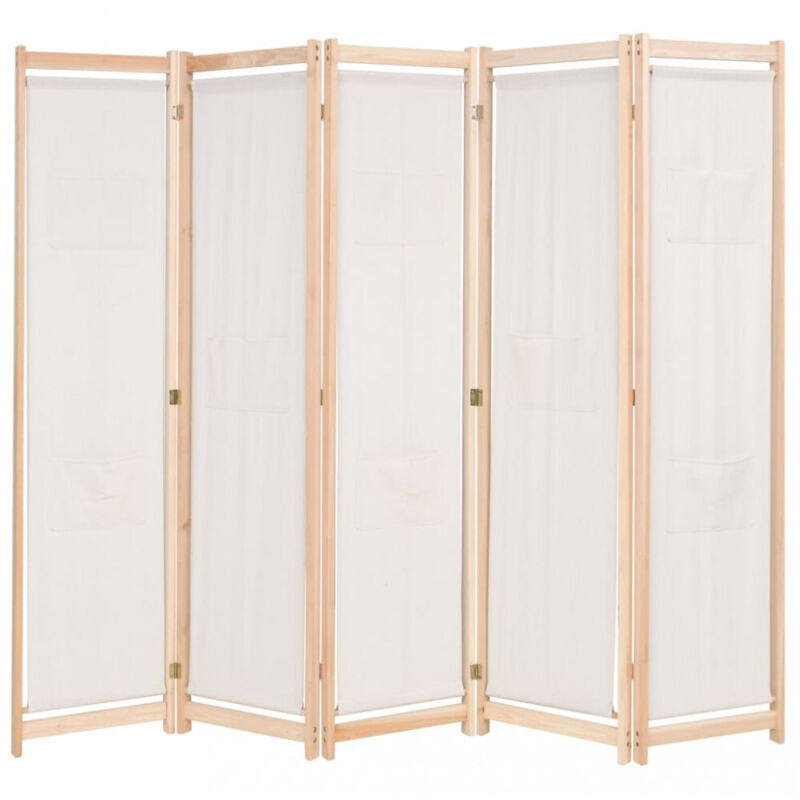 5-teiliger Raumteiler Creme 200 X 170 X 4 Cm Stoff - Vidaxl