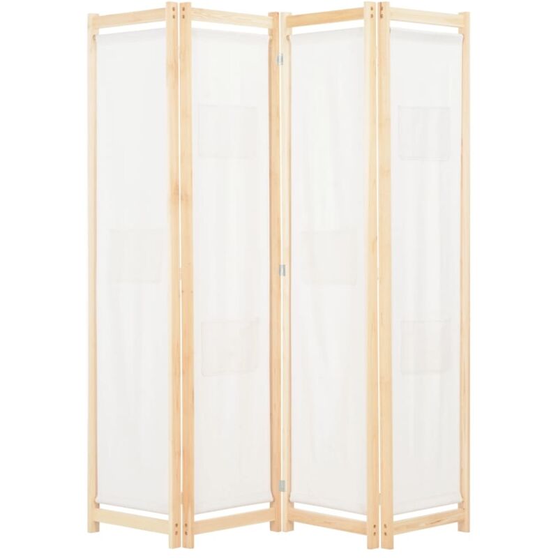 4-teiliger Raumteiler Cremeweiß 160 X 170 X 4 Cm Stoff Vidaxl