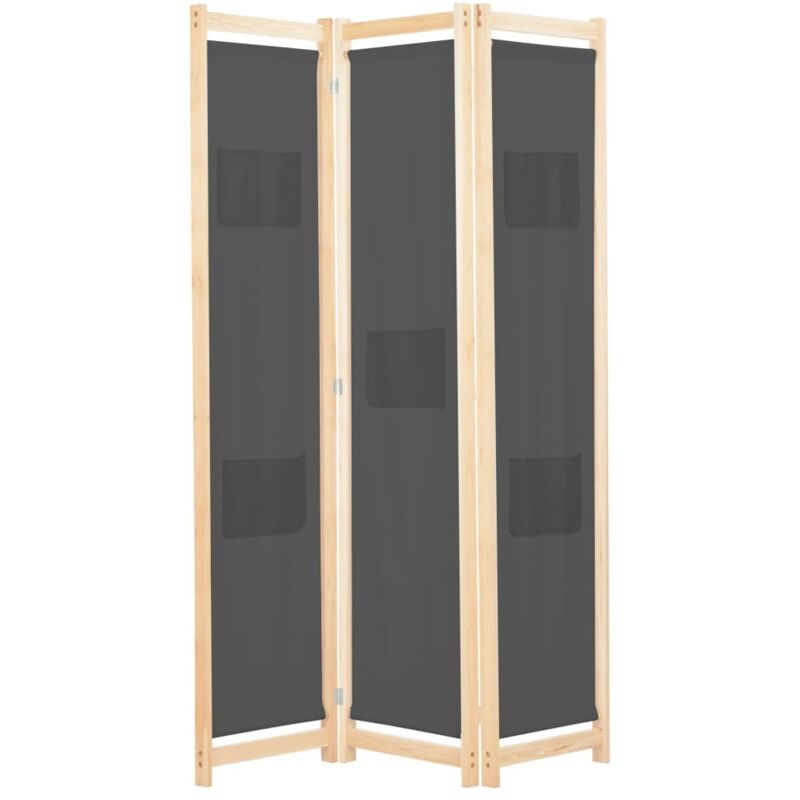 3-teiliger Raumteiler Grau 120 X 170 X 4 Cm Stoff Vidaxl