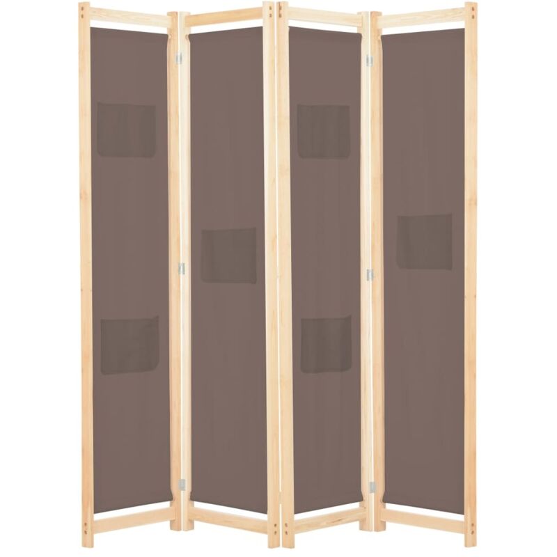 4-teiliger Raumteiler Braun 160 X 170 X 4 Cm Stoff Vidaxl