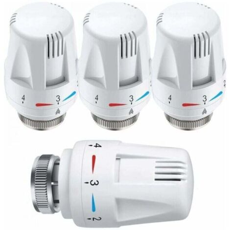 4-teiliger Thermostatkopf, 4 Stück Thermostat, Standard M30 x 1,5 Heizkörperventil-Ersatzkopf, Temperaturregelung, Weiß
