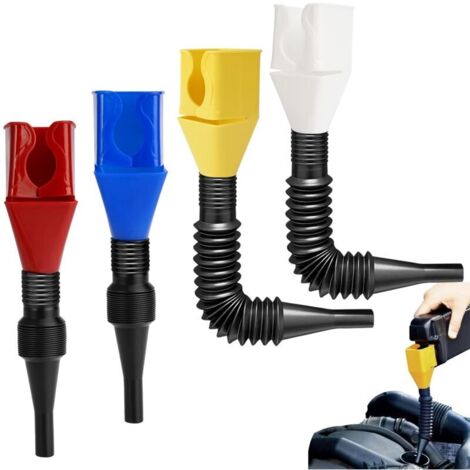 4-teiliger, universeller, flexibler, zusammenklappbarer Kraftstofftrichter, Motoröltrichter, multifunktionale Kunststofftrichter mit Verschluss, flexibles Ablasswerkzeug, Klappdeckeltrichter für Autos