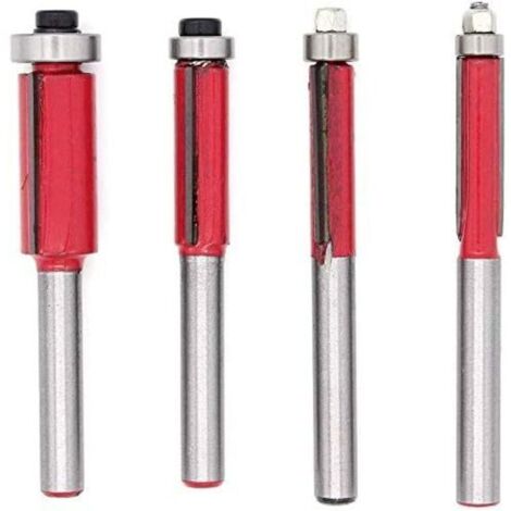 4-teiliges 1/4"-Kopierfräser-Set, Heimwerker-Holzbearbeitungswerkzeuge mit Kugellager, Bündigfräser