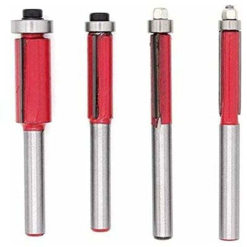 Image of 4-teiliges 1/4"-Kopierfräser-Set, Heimwerker-Holzbearbeitungswerkzeuge mit Kugellager, Bündigfräser