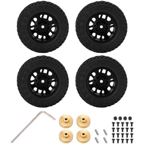 4-teiliges 55-mm-Felgenset mit Gummireifen und Messing-Gegengewicht für AXIAL SCX24 1/24 RC-Car-Ersatzteile – Schwarz