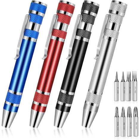 4-teiliges 8-in-1-Stiftschraubendreher-Set, Mini-Schraubendreher-Set, Taschenschraubendreher, magnetischer tragbarer Kreuzschlitzschraubendreher