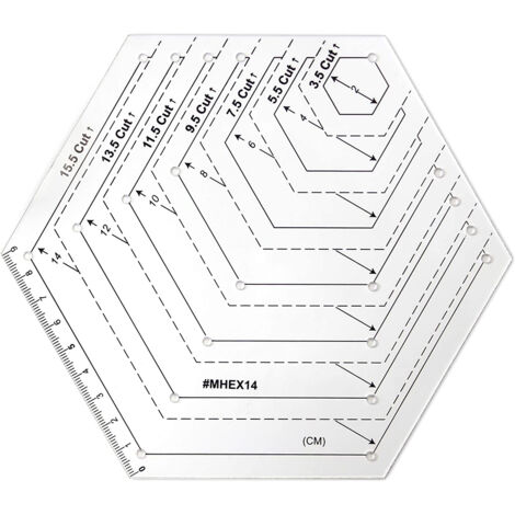 4-teiliges Acryl-Nählineal-Set – Patchwork-Schablonen-Set (Sechsecke, 60°-Dreiecke, 45°/60°-Rauten) – DIY- und Quiltzubehör – 14 cm