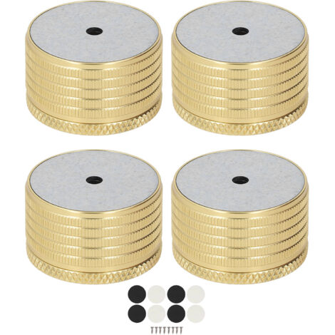 4-teiliges Aluminium-Bettgestell-Stützbeineset  Höhenverstellbar 23–37 mm  Glänzende Goldoberfläche  Geeignet für Wohnzimmer-, Küchen- und Badezimmermöbel