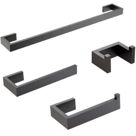 4-teiliges Badezimmer-Hardware-Set in Mattschwarz, Handtuchhalter-Set aus Edelstahl 304, Handtuchring-Set