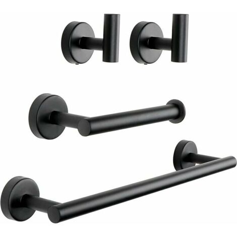4-teiliges Badezimmer-Hardware-Set, wandmontiert, Edelstahl SUS304, bestehend aus einer 16-Zoll-Handtuchstange, einem Toilettenpapierhalter und 2 Kammhaken