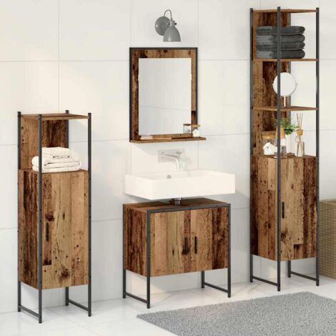 4-teiliges Badezimmermöbel-Set Altes Holz vidaXL987990