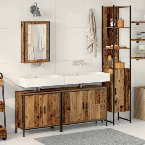 4-teiliges Badezimmermöbel Set Altholz, hergestellt aus Holz vidaXL328169