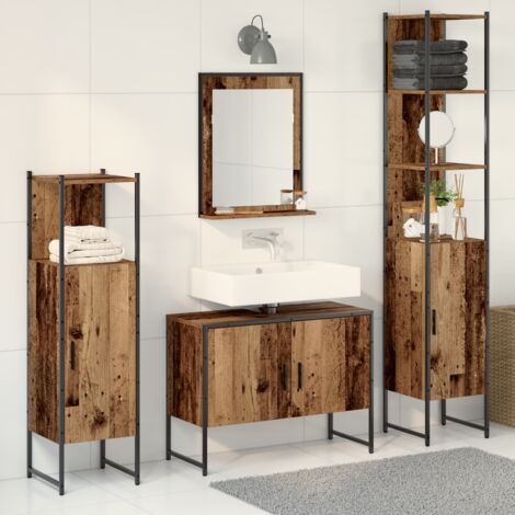 4-teiliges Badezimmermöbelset Altholz Holzwerkstoff vidaXL816811