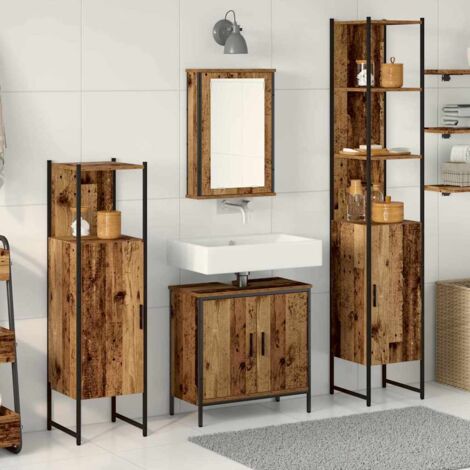 4-teiliges Badezimmermöbelset in Old Wood vidaXL207615