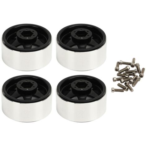 4-teiliges Beadlock-Felgenset, Offset -8,9 mm, tiefes Metallgehäuse für Axial SCX10 90046, schwarz, 1,9 Zoll