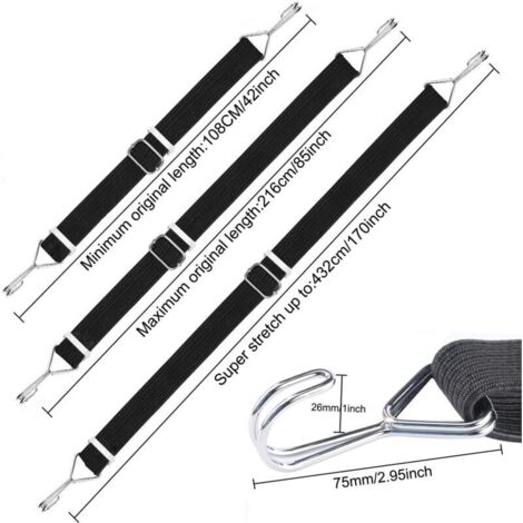 4-teiliges Bungee-Seilset mit Haken, 2 m lange elastische Spanner mit Haken, für Fahrräder, Autotransport, Rallye-Werkzeug