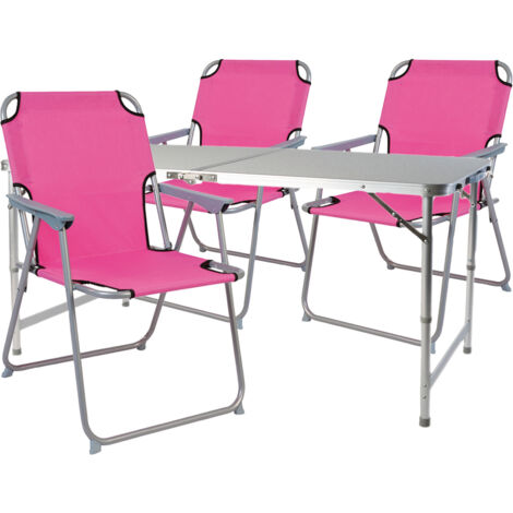 4-teiliges Campingmöbel Set 120x60x58/70cm Pink-MMC330872+3xMPO2600PI