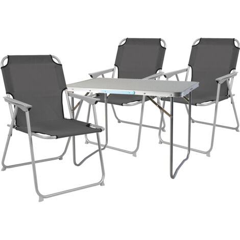4-teiliges Campingmöbel Set Anthrazit80x60x68cm-MMC330871+3xMPO2600-grau