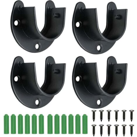 4-teiliges Edelstahl-Kleiderschrank-Halterungsset, Kleiderstangenhalterungen, 32-mm-Kleiderstangenhalterung, mit Schrauben und Dübeln für Kleiderschrank- und Gardinenstangen
