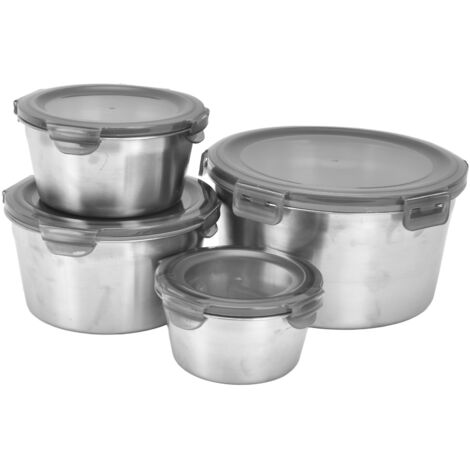 4-teiliges Edelstahl-Vorratsdosen-Set mit Silikondeckeln, ideal für Mahlzeiten und Picknicks
