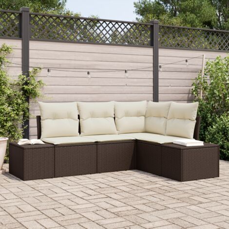 4-teiliges Garten Sofa Set mit Kissen Braunes Poly Rattan vidaXL743135
