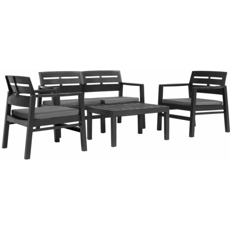 4-teiliges Gartenmöbel-Set Anthrazit Kunststoff vidaXL