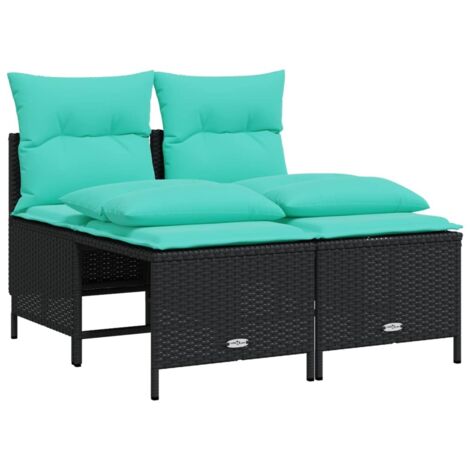 4-teiliges Gartensofa-Set mit Kissen, schwarzes Polyrattan vidaXL