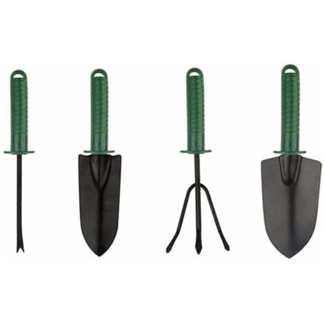 4-teiliges Gartenwerkzeug-Set, Kelle, Rechen, Schaufel, robustes Metall, für den Außenbereich