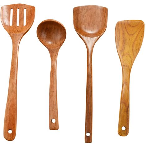 4-teiliges Holzset, natürliche Küchenutensilien aus Holz, einschließlich Löffel, Schaufel, Küchenbesteck