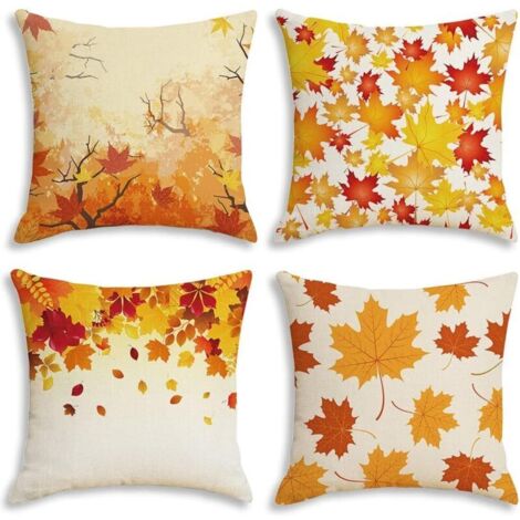 4-teiliges Kissenbezug-Set, Herbstkissenbezug 45x45cm, Ahornblatt-Kissenbezug, dekorativer Kissenbezug
