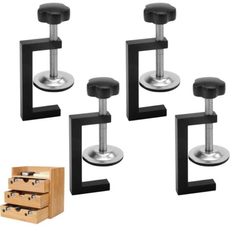 4-teiliges Klemmen-Set, Spannbereich 10–57 mm, verstellbare G-Klemme, Befestigungszubehör für Tischklemmen, geeignet für Heimwerkerprojekte im Holzbereich.