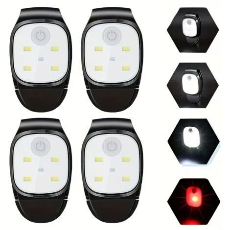4-teiliges LED-Clip-On-Licht-Set, reflektierende, USB-wiederaufladbare Clip-On-Lampe, 4 Leuchtmodi, Mini-Stirnlampe für Outdoor-Aktivitäten wie Laufen, Joggen und Angeln