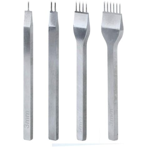 4-teiliges Locher-Werkzeug-Set, 3 mm DIY-Leder-Set, Lederhandwerk-Stanzwerkzeuge, Klauenstanzer, Nähen von Diamant-Schnürloch, für Lederlöcher, DIY-Lederhandwerk