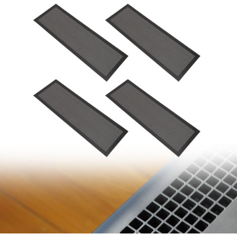 4-teiliges magnetisches PVC-Lüftungsgitter, 102 x 305 mm, schwarz, für Boden und Decke, Staub- und Tierhaarfilter
