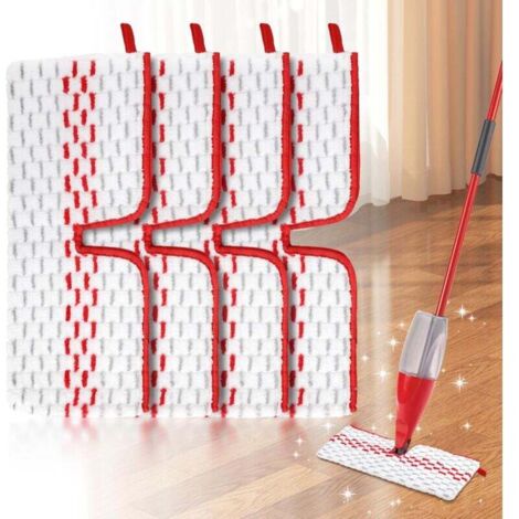 4-teiliges Mikrofaser-Nachfüllset für Sprühmopps, 2-in-1, wiederverwendbar, für Vileda 1-2 Spray Max Mop, rot-graue Nachfüllung, geeignet für alle Bodenarten