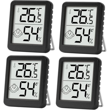 4-teiliges Mini-LCD-Thermometer-Hygrometer für den Innenbereich. Geeignet für Kinderzimmer, Altenzimmer usw.