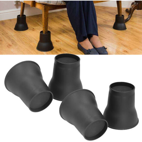 4-teiliges Möbelheber-Set – 15 cm (6 Zoll) lange, schwarze, robuste Kunststoffheber für Bett, Sofa, Tisch, Stuhl