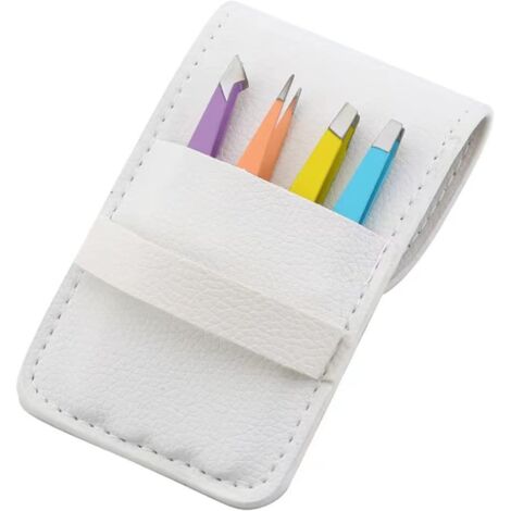 4-teiliges Pinzetten-Set mit Lederetui – Professionelles Pinzetten-Set aus Edelstahl