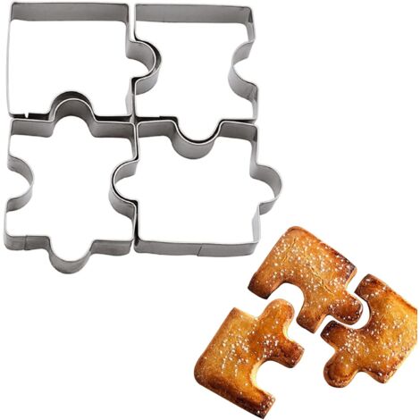 4-teiliges Puzzle-Ausstechformen-Set zum Ausstechen von Keksen, Fondant und anderen Leckereien – ideal für den täglichen Gebrauch, das ergonomische Design sorgt für optimalen Komfort...