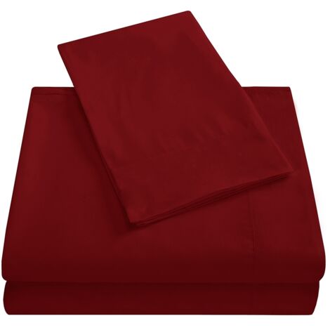 4-teiliges rotes Bettwäscheset, Größe Doppelbett, Bettbezug mit tiefen Taschen, hochwertiges Spannbettlaken