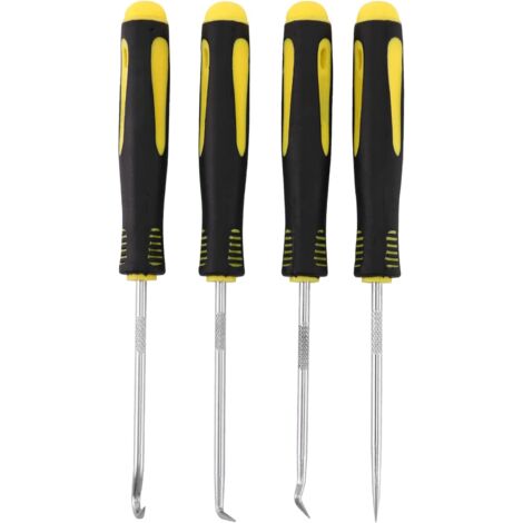 4-teiliges Schaber-Haken-Werkzeug-Set, Öldichtungs-Abzieher, Gummi-O-Ring-Haken, Dichtung, Dichtung, Schraubendreher, Handwerkzeug, Entfernungswerkzeuge, Schwarz und Gelb