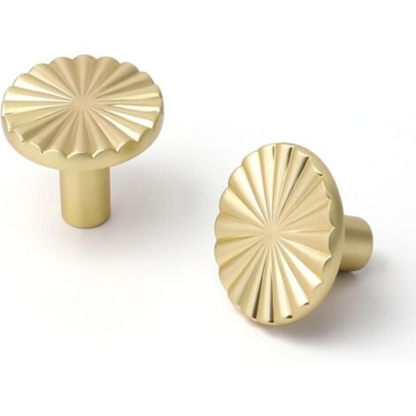 4-teiliges Schubladengriff-Set, Goldene Möbelgriffe, Runde Schrankgriffe, Vergoldete Messing-Schubladengriffe, Küchentürgriffe (Gold)