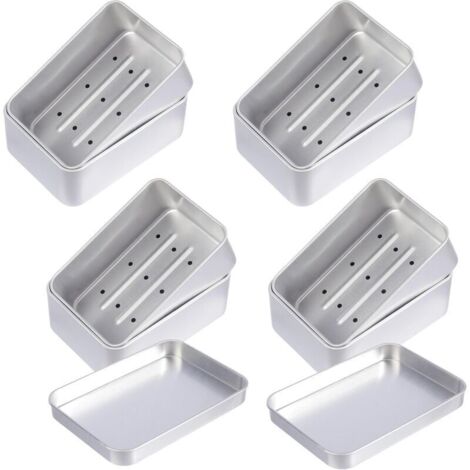 4-teiliges Seifenschalen-Set aus Aluminium, Seifenbox mit Abtropfschale, Reise-Seifenbox, herausnehmbarer Seifenhalter, wasserdicht und rostfrei, für die bequeme Aufbewahrung zu Hause oder auf Reisen