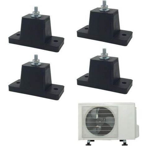 4-teiliges Set Antivibrationsdämpfer aus Gummi, Gummilager für Klimaanlagen, 4 cm hoch, Vierer-Set, geeignet für Innen- und Außenklimaanlagen (Schwarz)