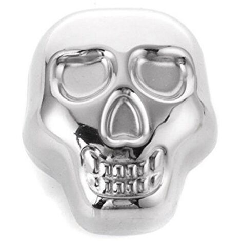 4-teiliges Set aus Edelstahl-Totenkopf-Eiswürfelformen mit Silikon-Eiszange und Eiswürfeln zum Kühlen von Weinen und Getränken