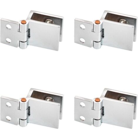 4-teiliges Set Glastürscharniere, Klemmscharniere, Glastürclips, geeignet für Vitrinen, zum Öffnen und Schließen